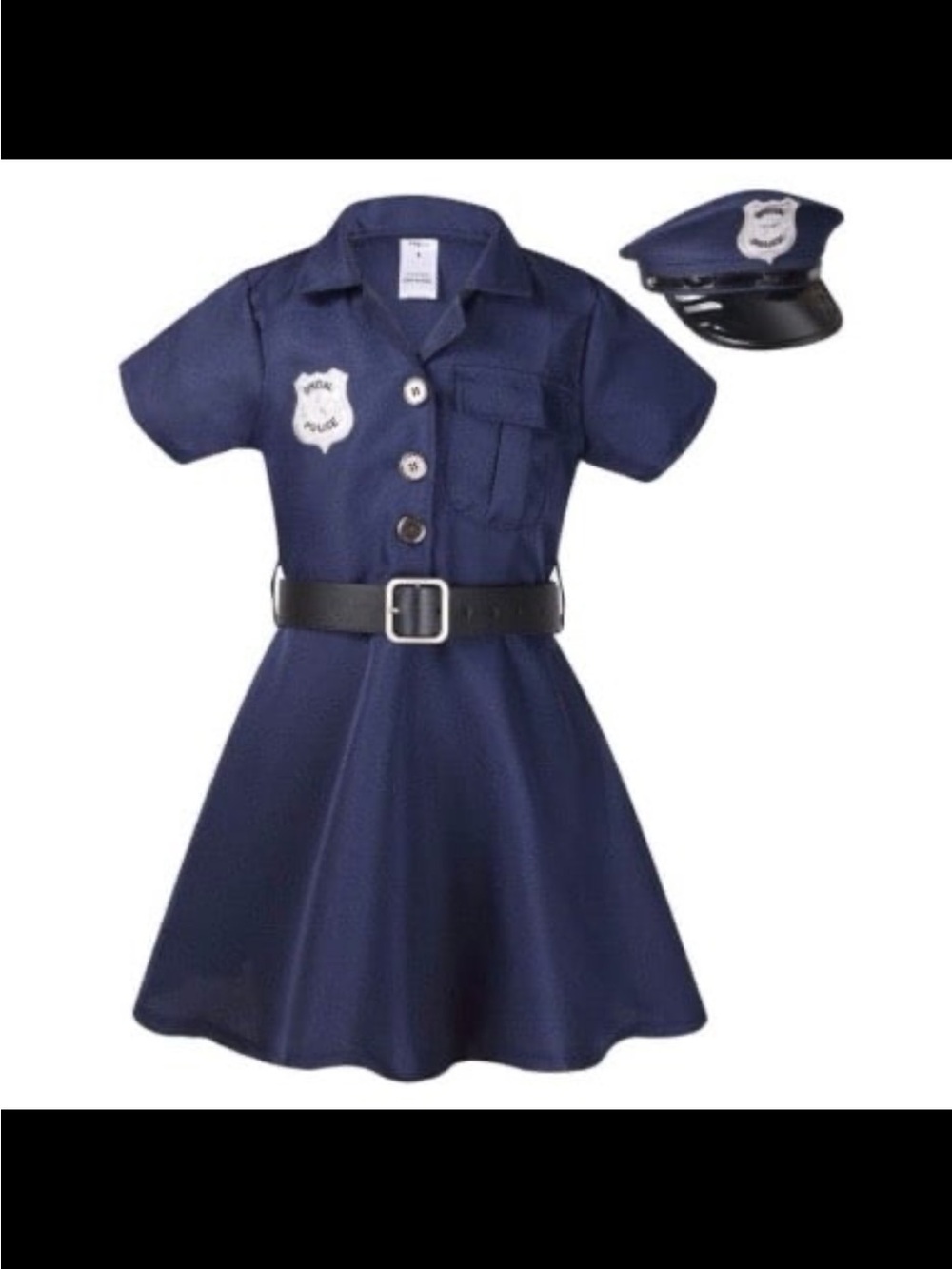 Girls Police Officer Halloween Costume Size L(9-10Y) Accessories included